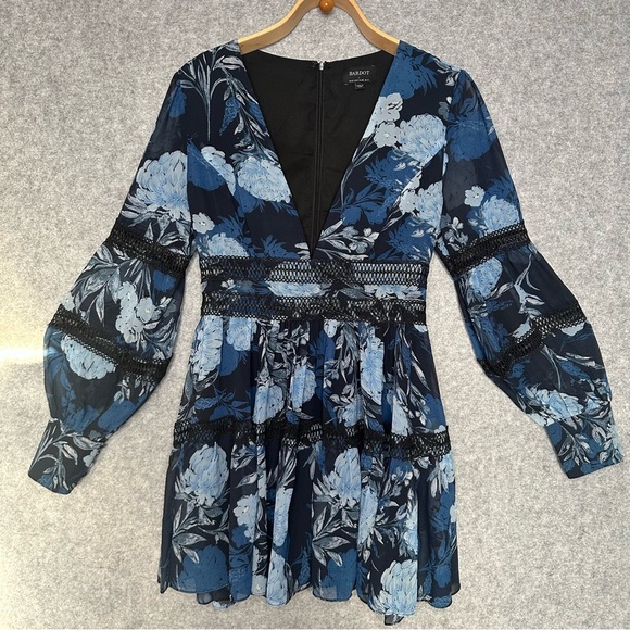 Bardot Women's Hallie Braid-Trimmed Floral Mini Dress. Sz: L - Picture 13 of 14